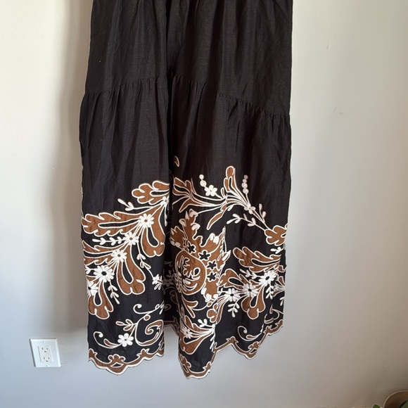 By Anthropologie Appliqué linen blend Midi Dress Medium - Picture 6 of 15